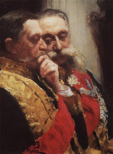 Ilya Repin - Portrait of members of State Council, study.